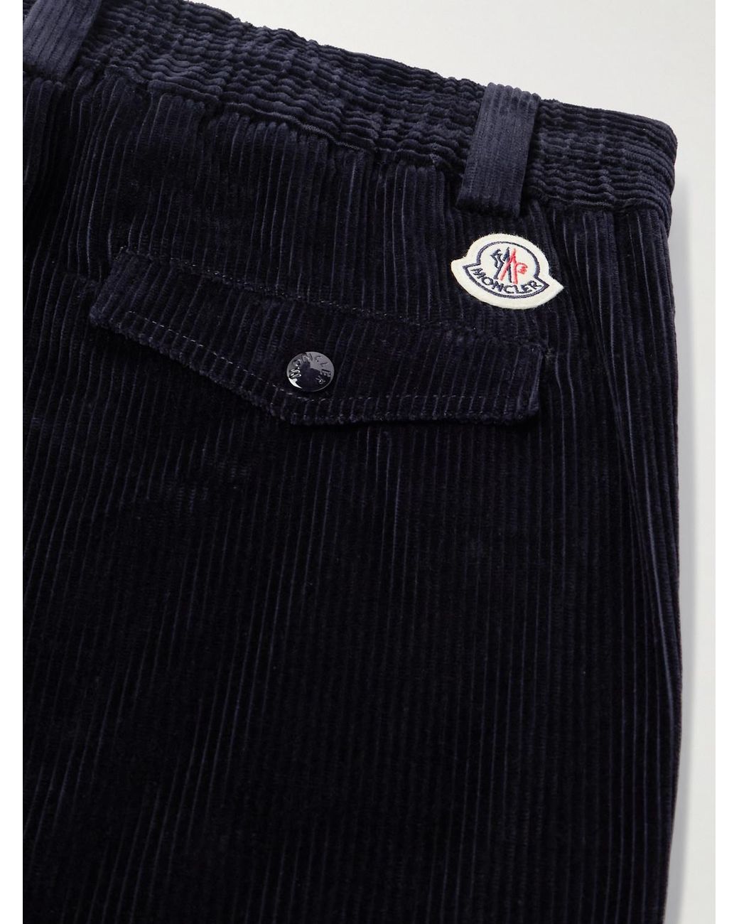Moncler Blue Straight-Leg Cotton-Corduroy Trousers for men
