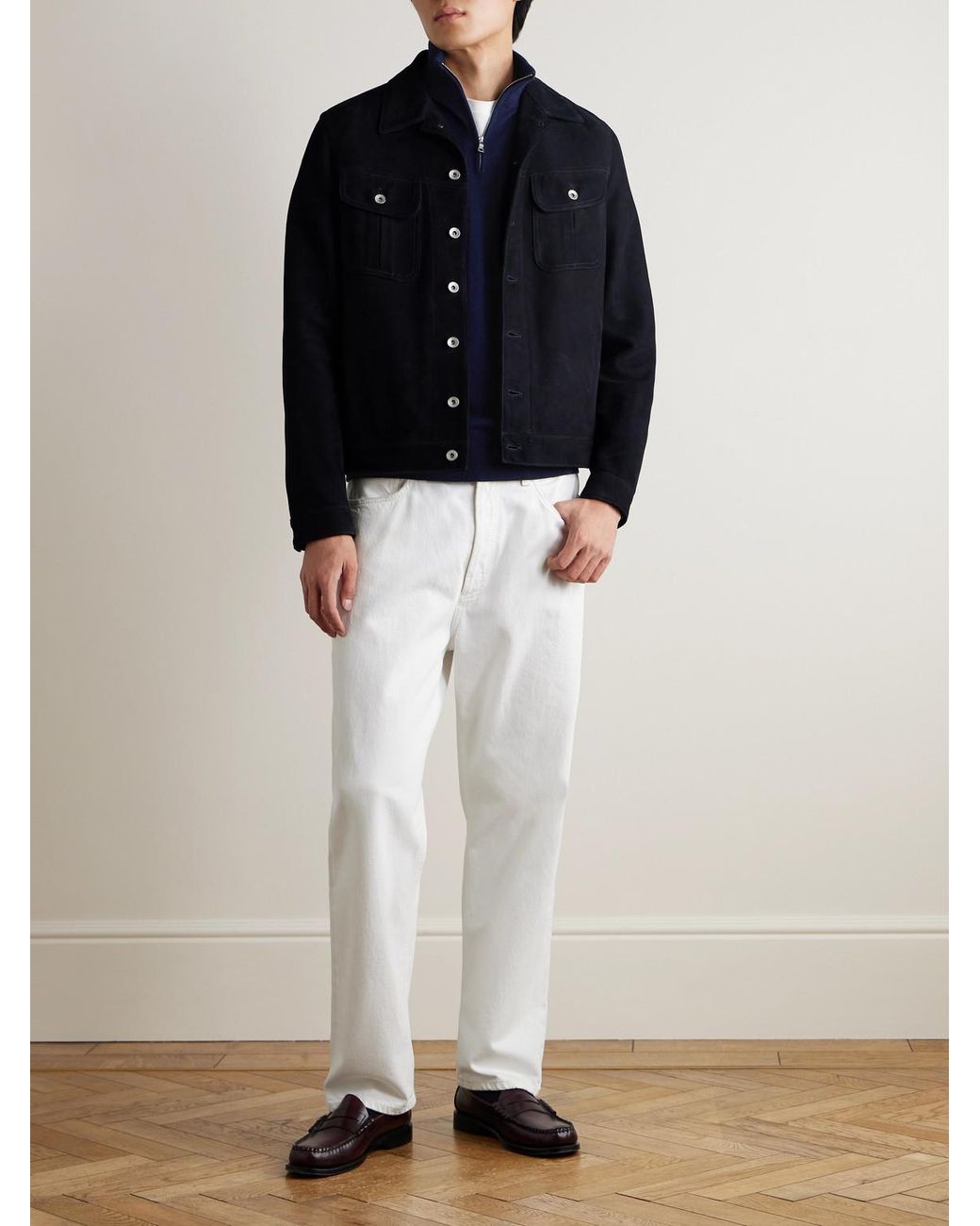 Mr P. Blue James Cashmere Half-Zip Sweater for men