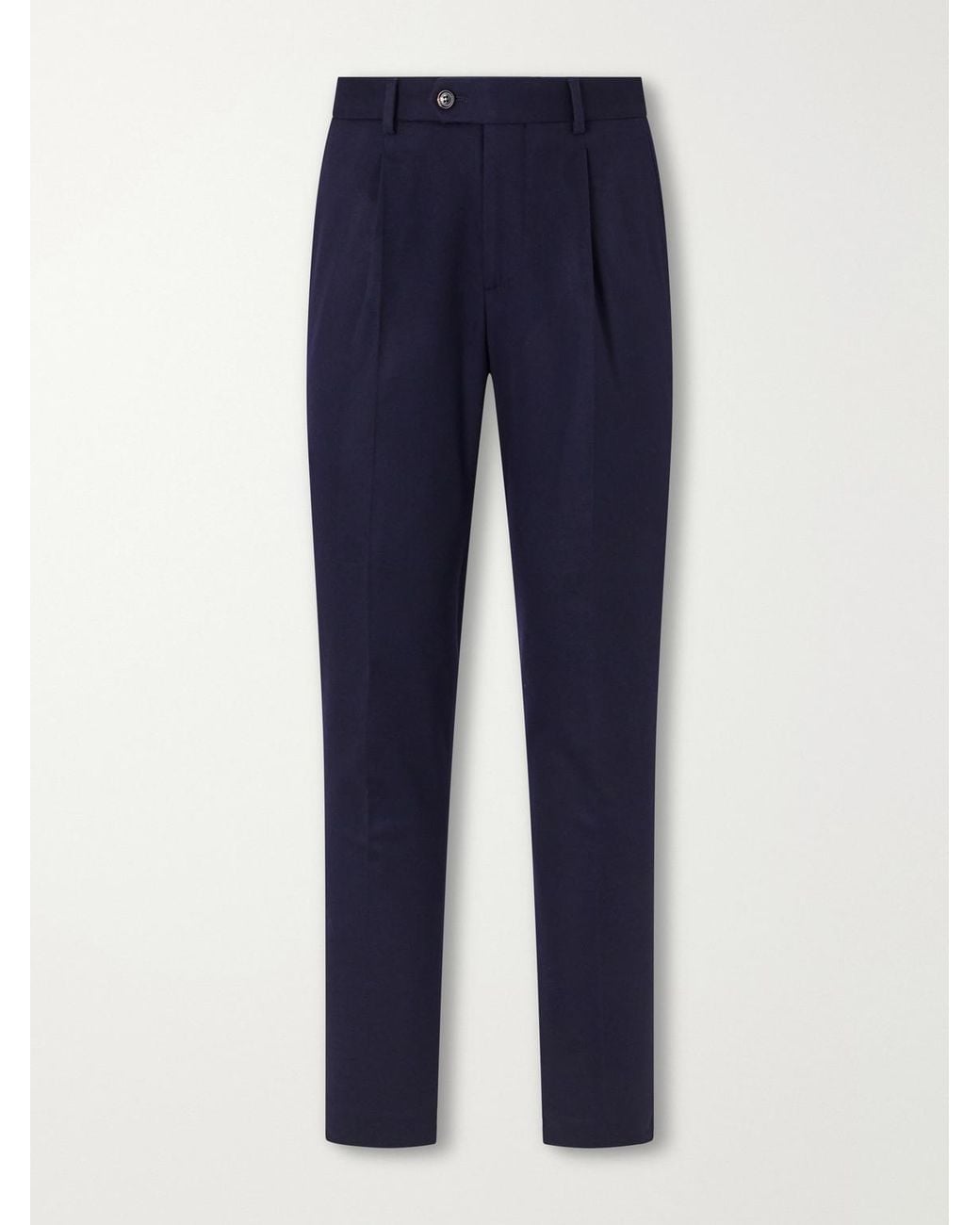 Brunello Cucinelli Blue Straight-Leg Pleated Wool-Flannel Suit Trousers for men
