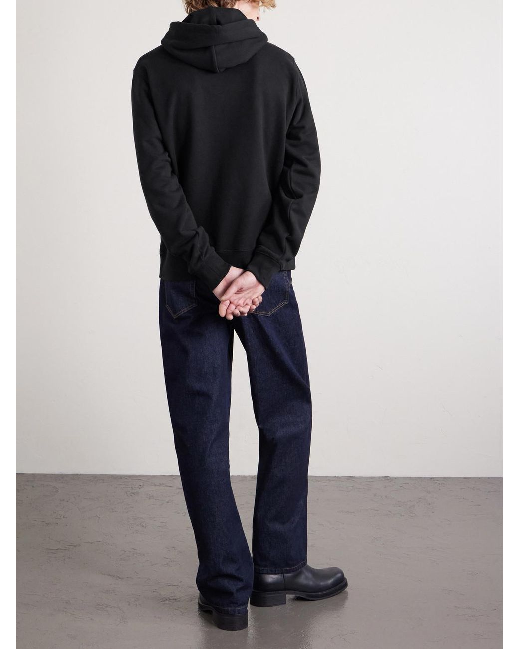 Burberry Black Logo-print Cotton-jersey Hoodie for men