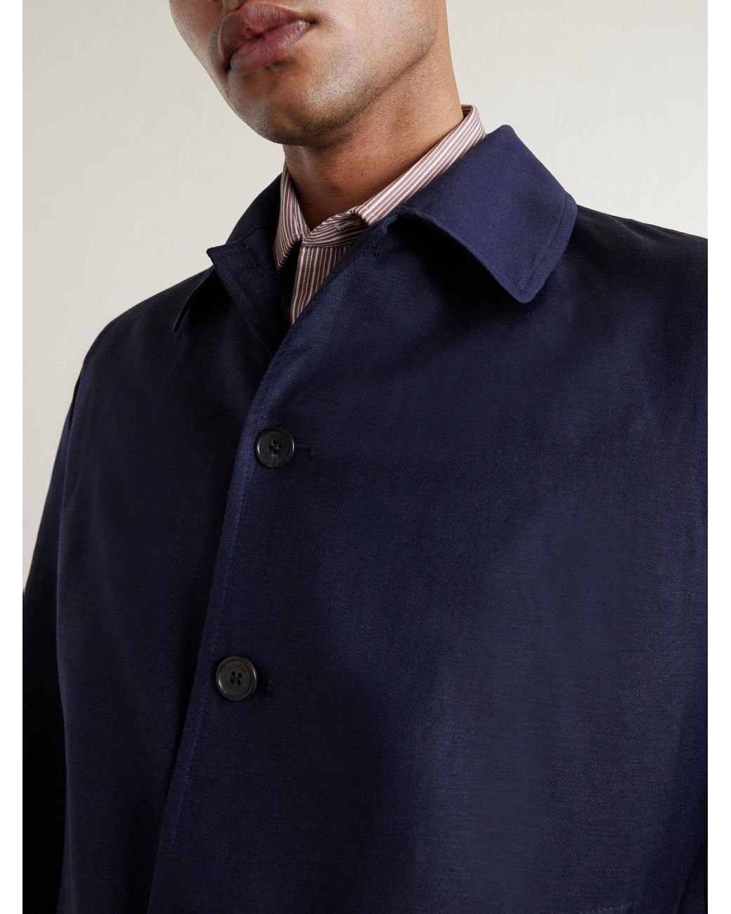Slowear Blue Wool And Linen-blend Bomber for men