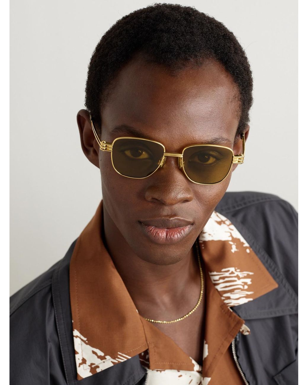 Bottega Veneta Metallic Square-Frame-Tone Sunglasses for men