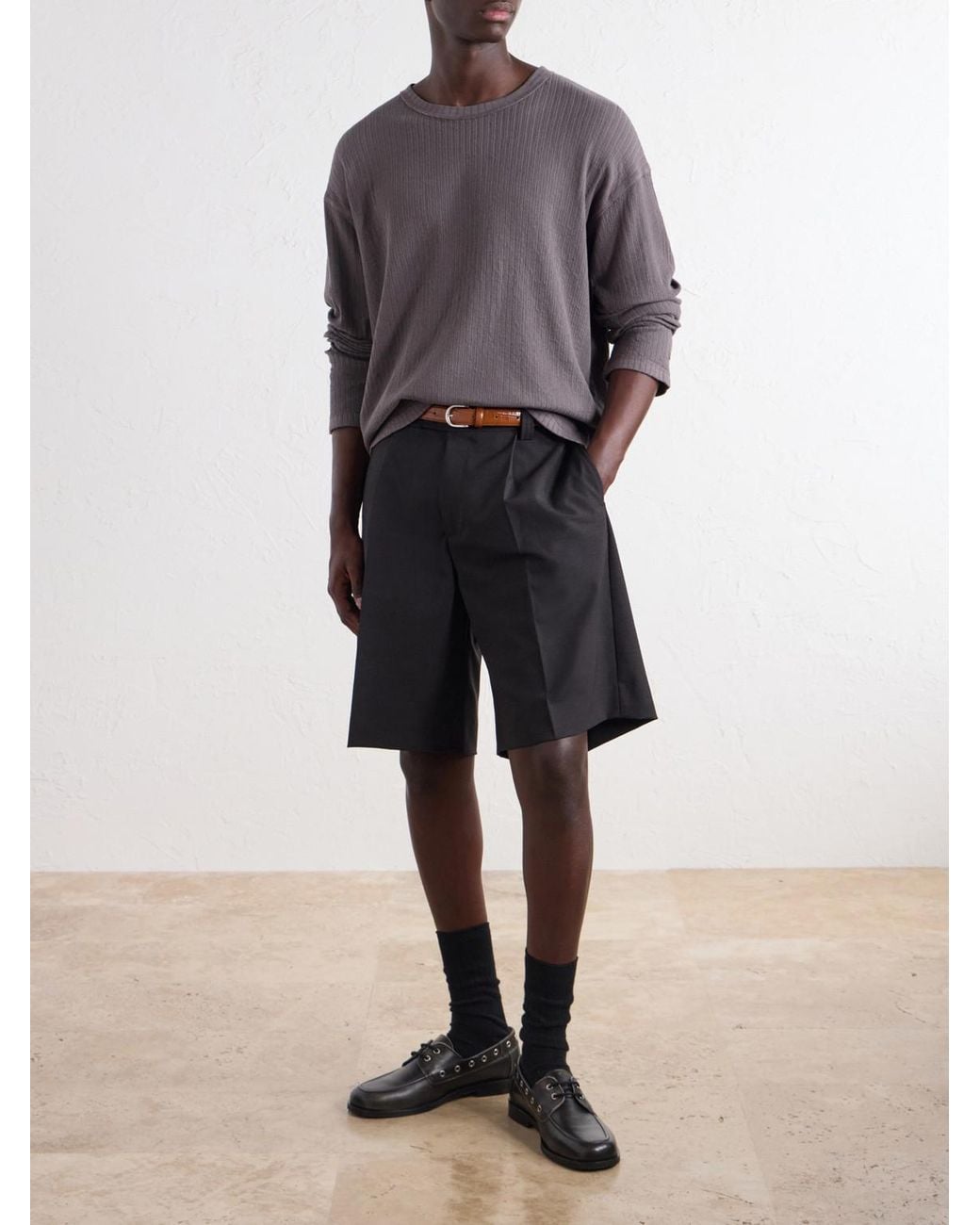 mfpen Gray Ribbed Organic Cotton Sweater for men