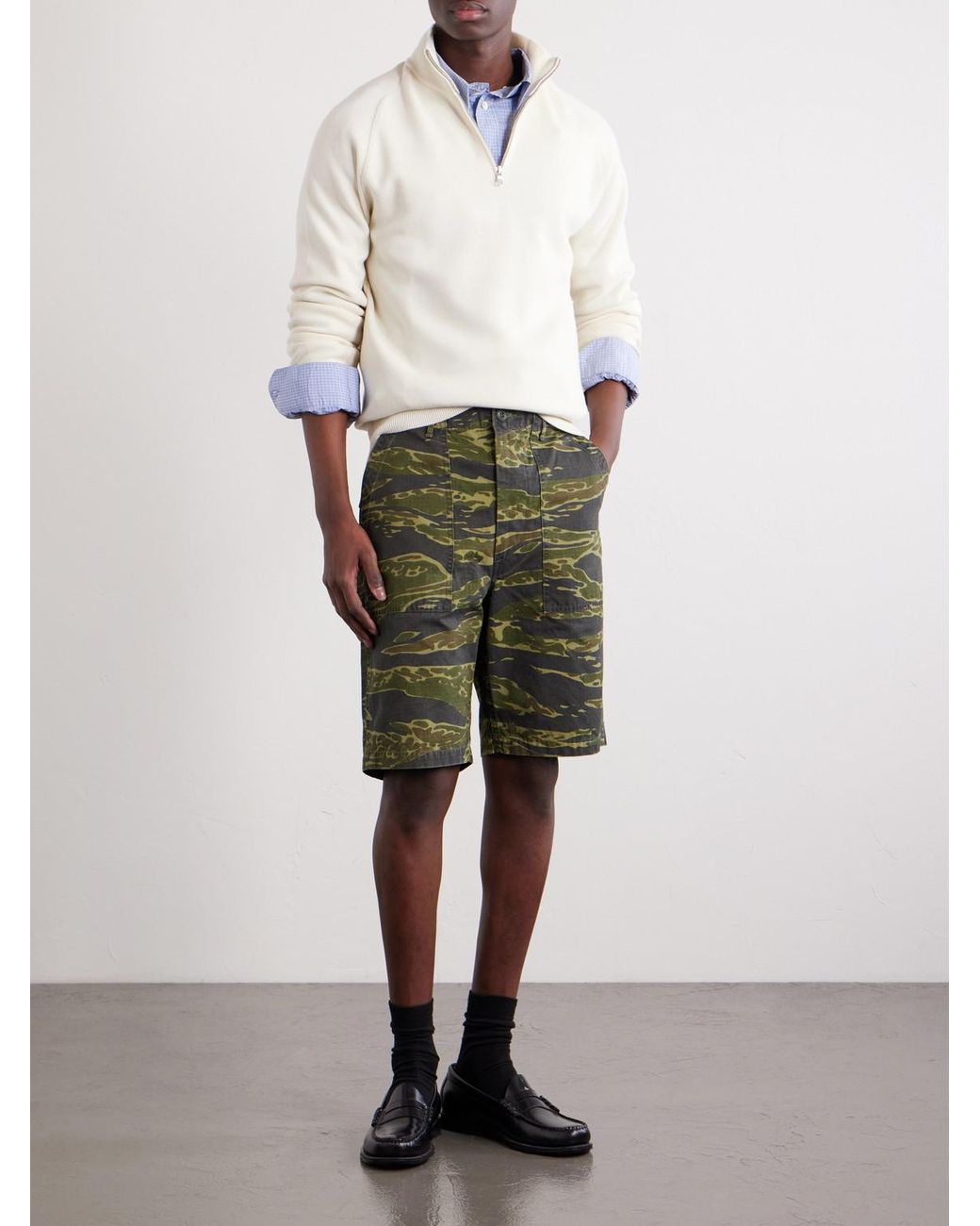 Orslow Green U.s. Army Fatigue Printed Straight-leg Rip-stop Cotton Shorts for men