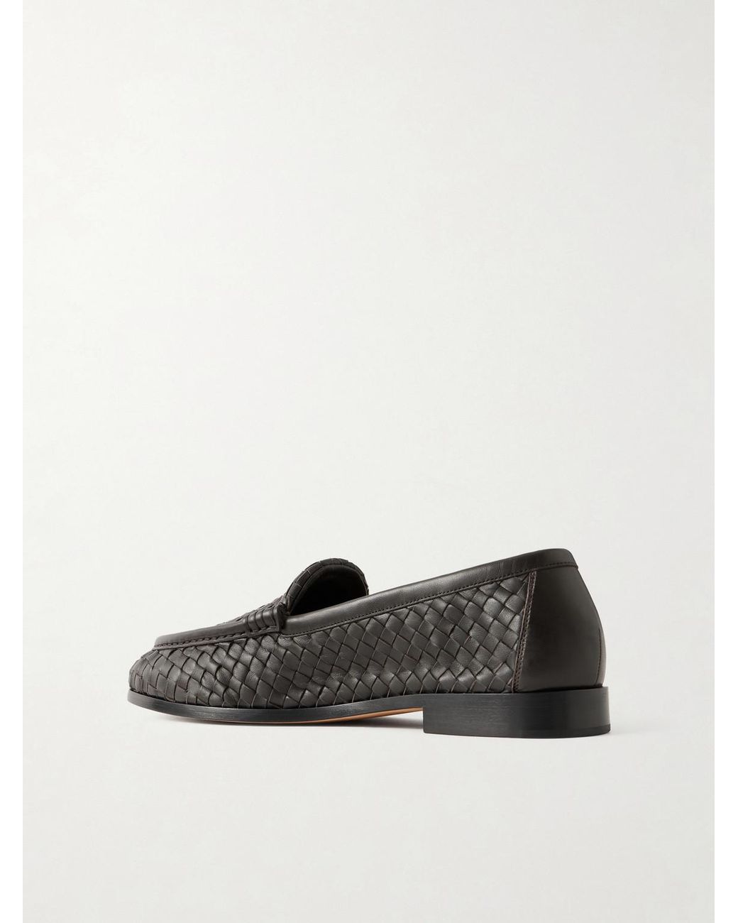 Bottega Veneta Black Intrecciato Leather Loafers for men