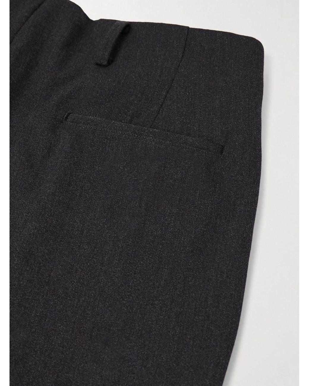 A.PRESSE Black Straight-Leg Wool-Twill Trousers for men