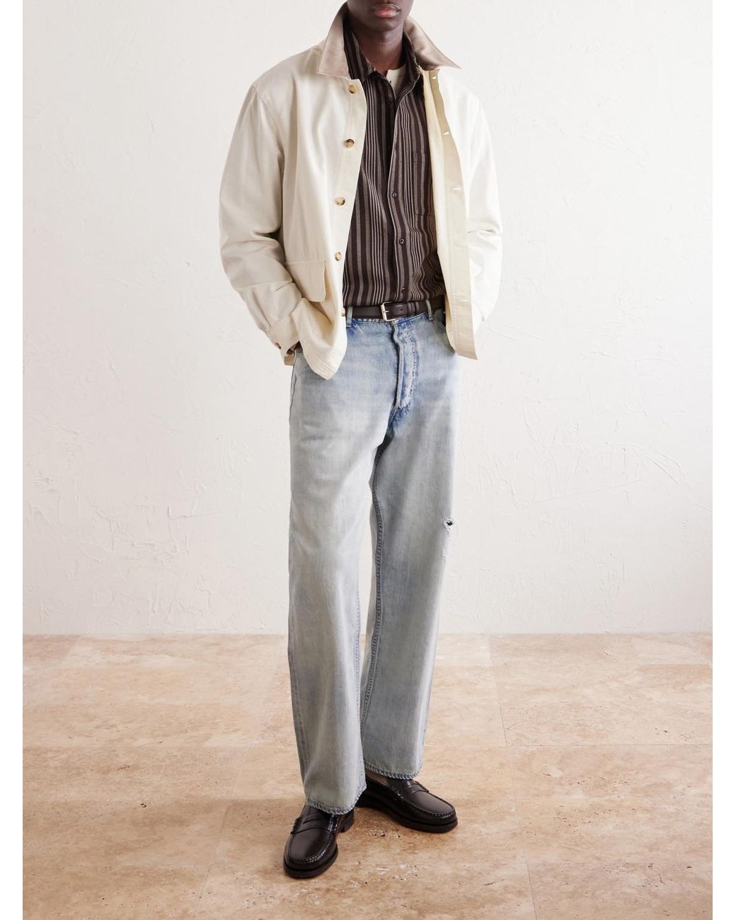 FRAME White Suede-Trimmed Cotton-Blend Jacket for men