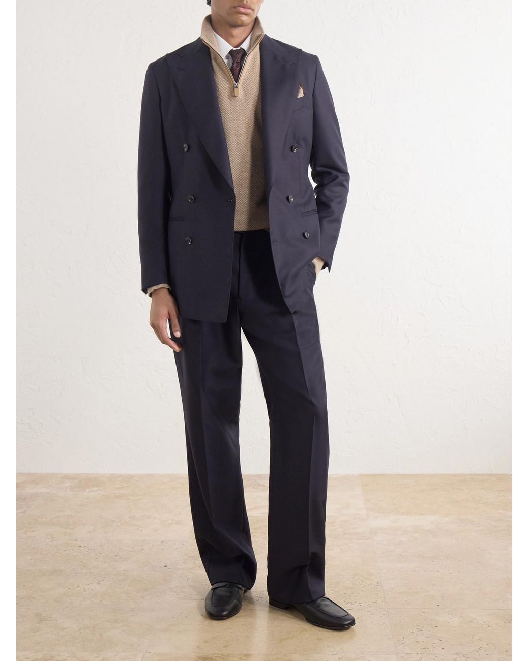 Zegna Natural Oasi Cashmere Half-Zip Sweater for men