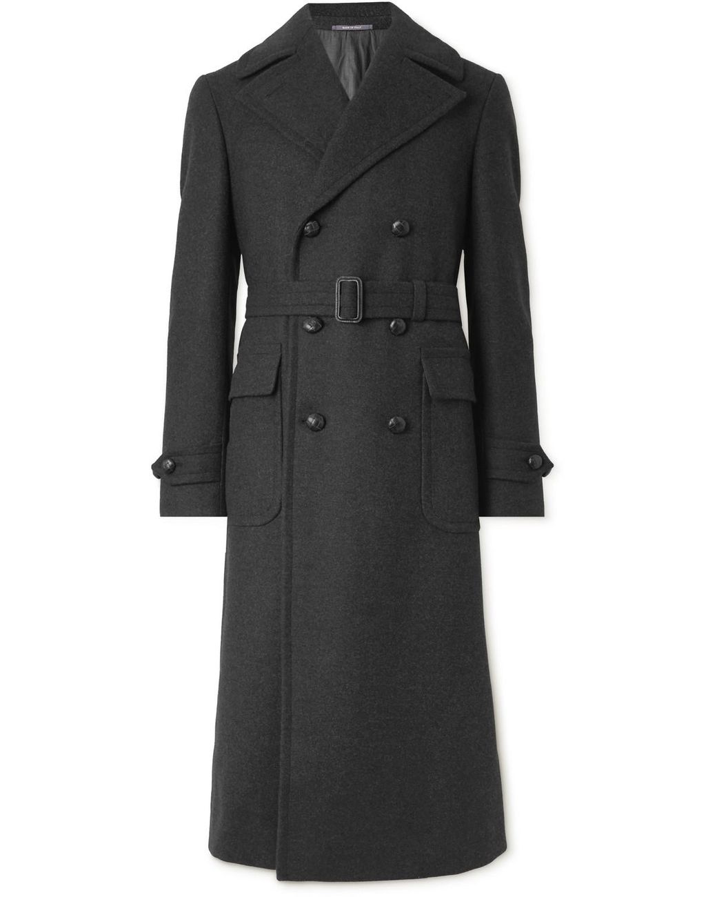 Ralph Lauren Purple Label Jockey Belted Woolblend Coat in Black for