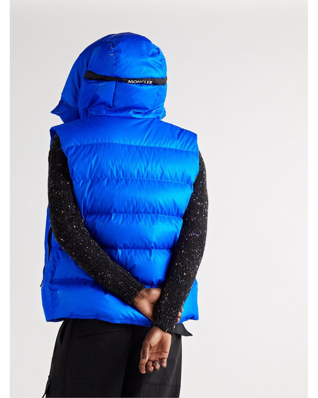 Moncler Blue Lawu Quilted Ripstop Hooded Down Gilet for men