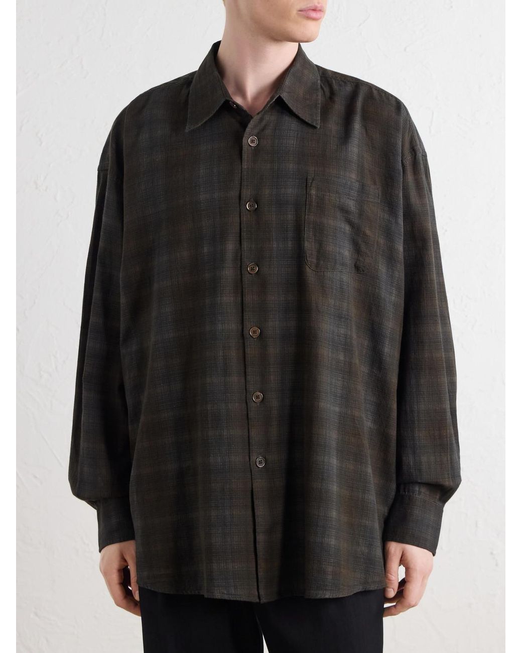 Our Legacy Black Borrowed Checked Cotton-Flannel Shirt for men