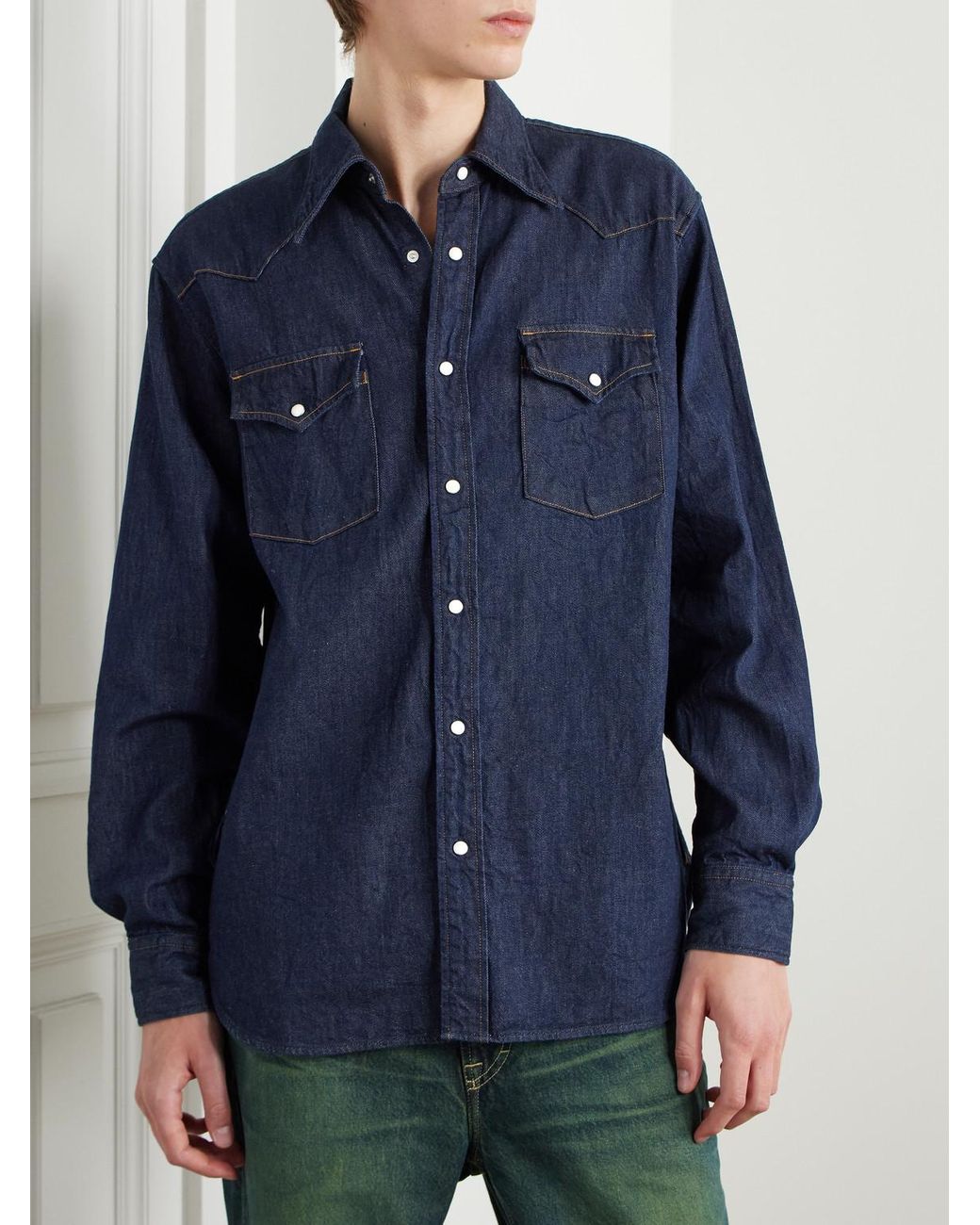 Kapital Blue Husky Denim Western Shirt for men