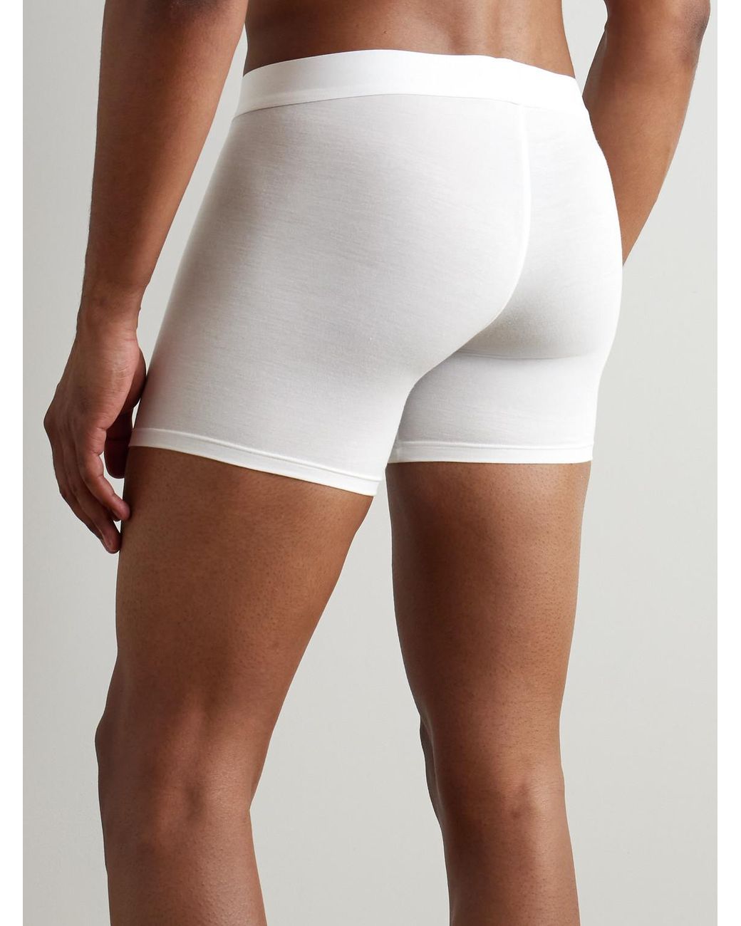 Zimmerli of Switzerland White Pureness Stretch-Micro Modal Boxer Briefs for men