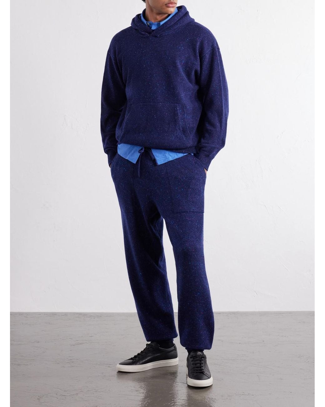 Begg x Co Blue Brennan Cashmere Hoodie for men