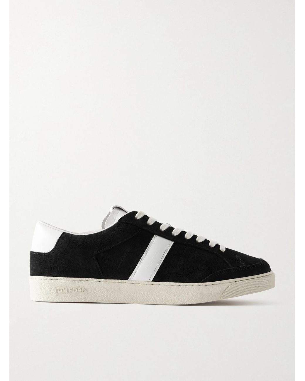 Tom Ford Black Blake Leather-trimmed Suede Sneakers for men