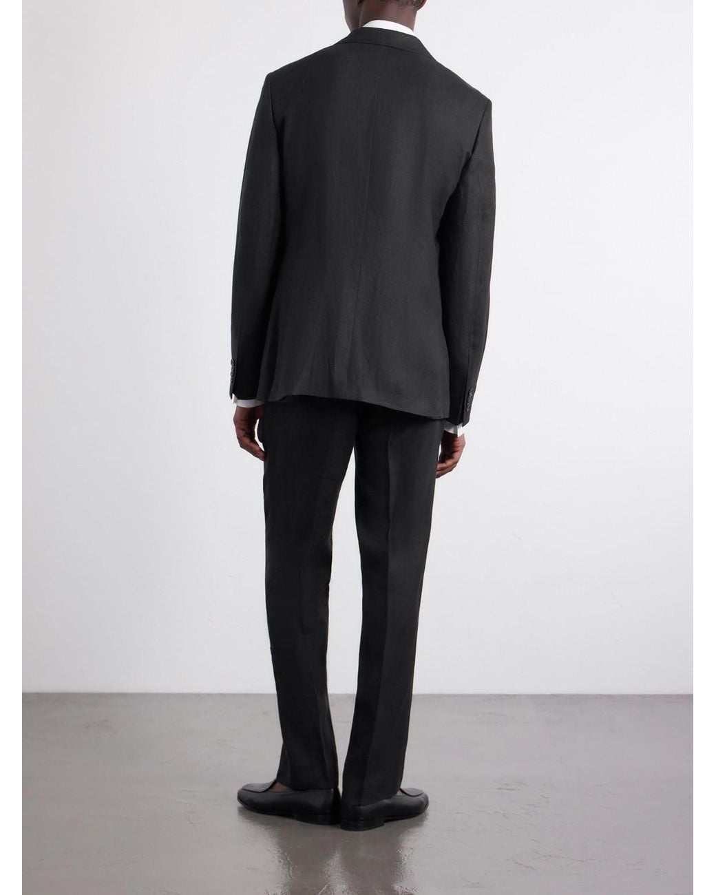Mr P. Black Slim-Fit Linen Tuxedo Jacket for men
