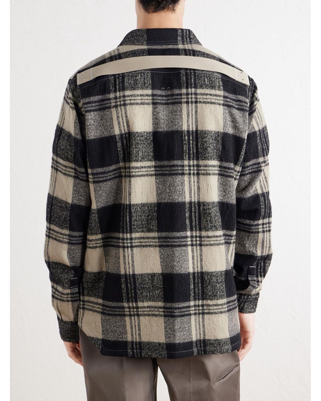 Rick Owens Black Checked Cotton And Wool-Blend Flannel Overshirt for men