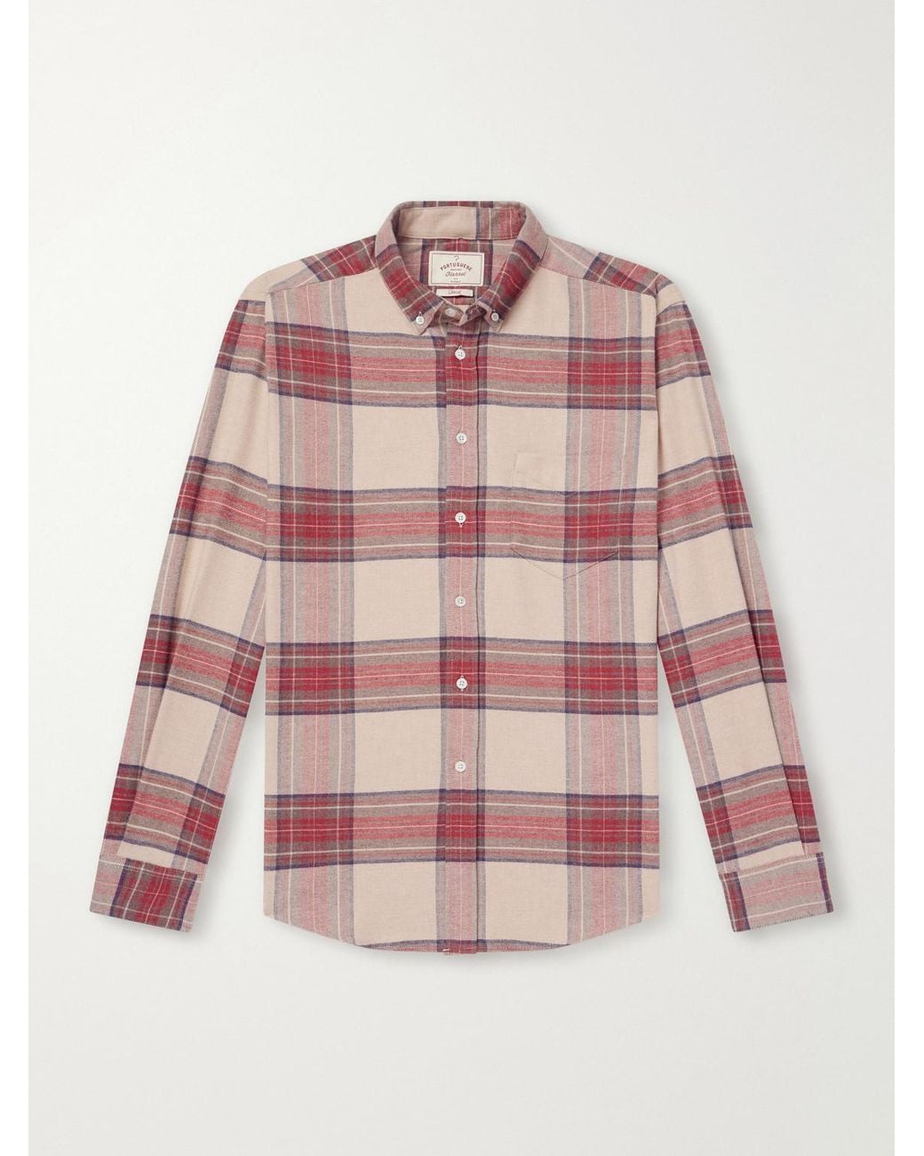 Portuguese Flannel Pink Sabela Checked Cotton-Flannel Shirt for men