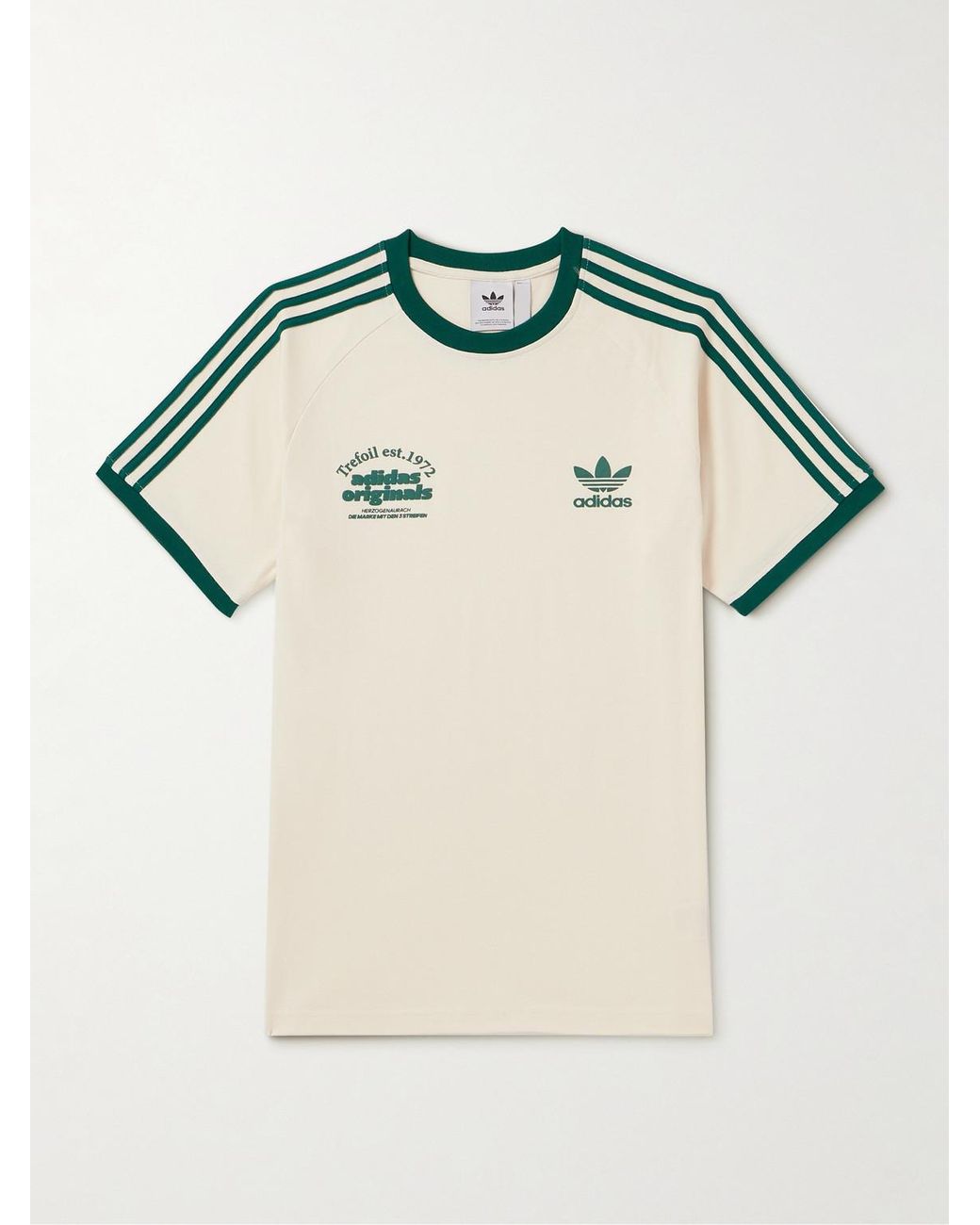 adidas Originals Logo-flocked Striped Cotton-jersey T-shirt
