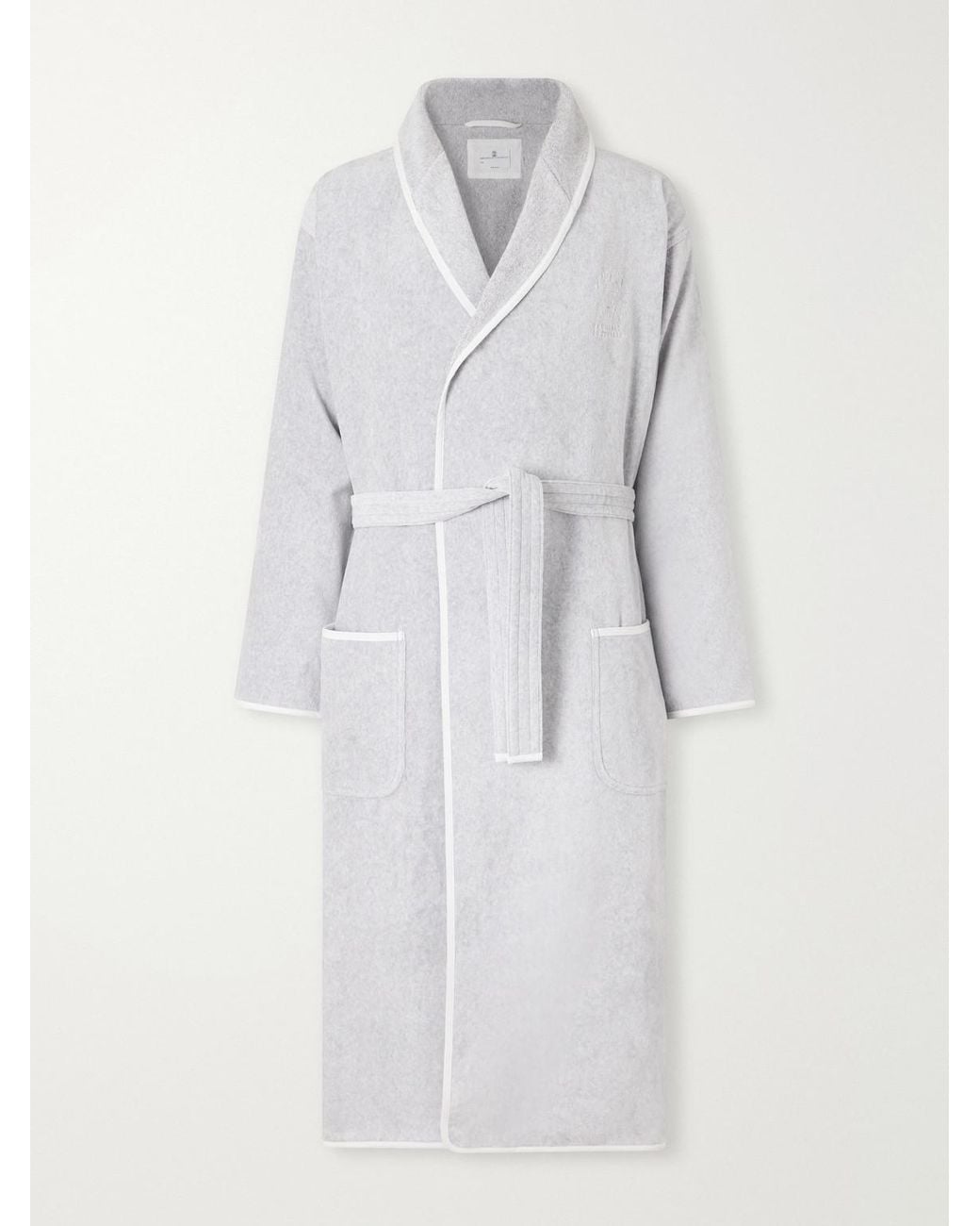 Brunello Cucinelli White Logo-Embroidered Cotton-Terry Bathrobe for men