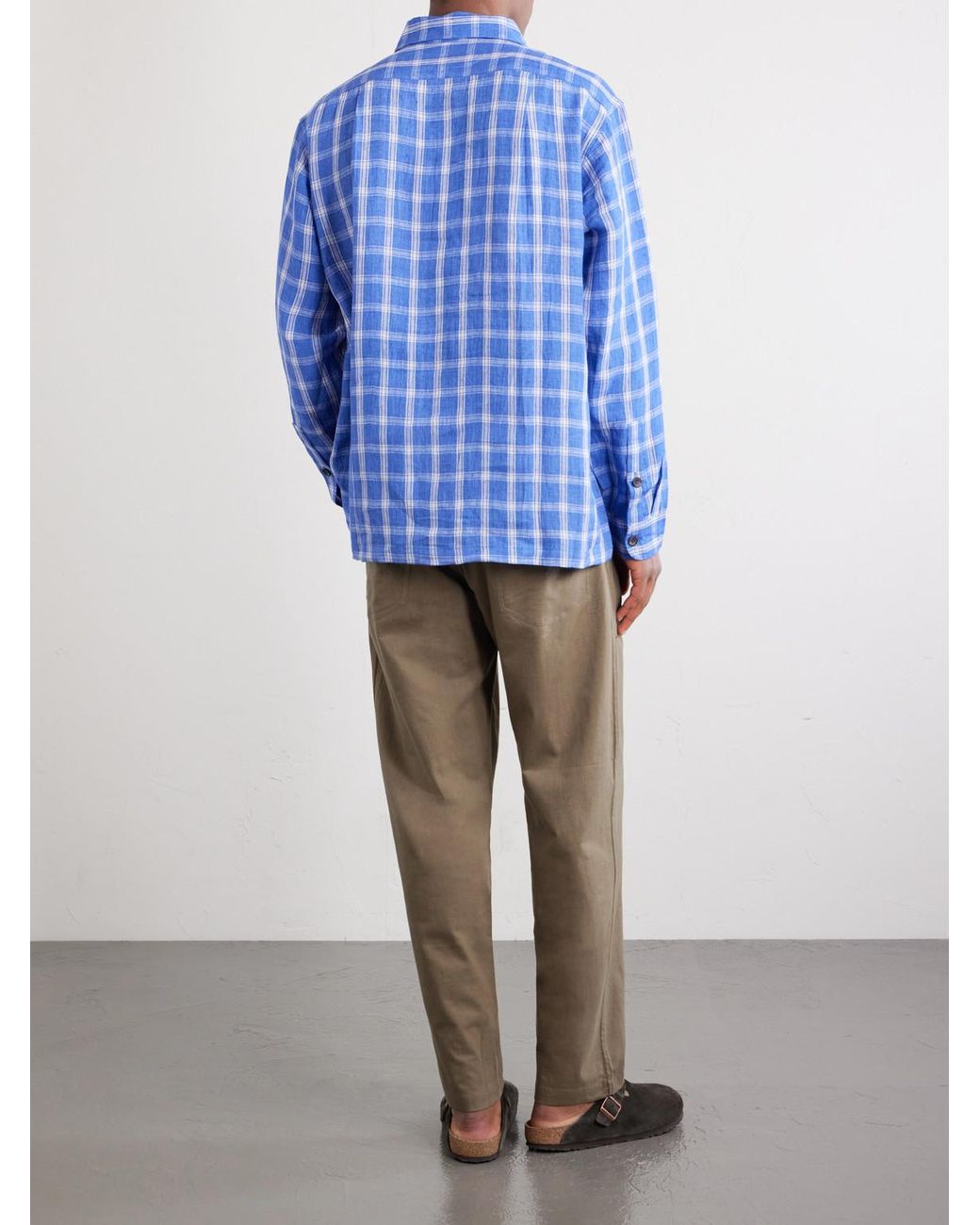 Kartik Research Blue Pataudi Checked Linen Shirt for men