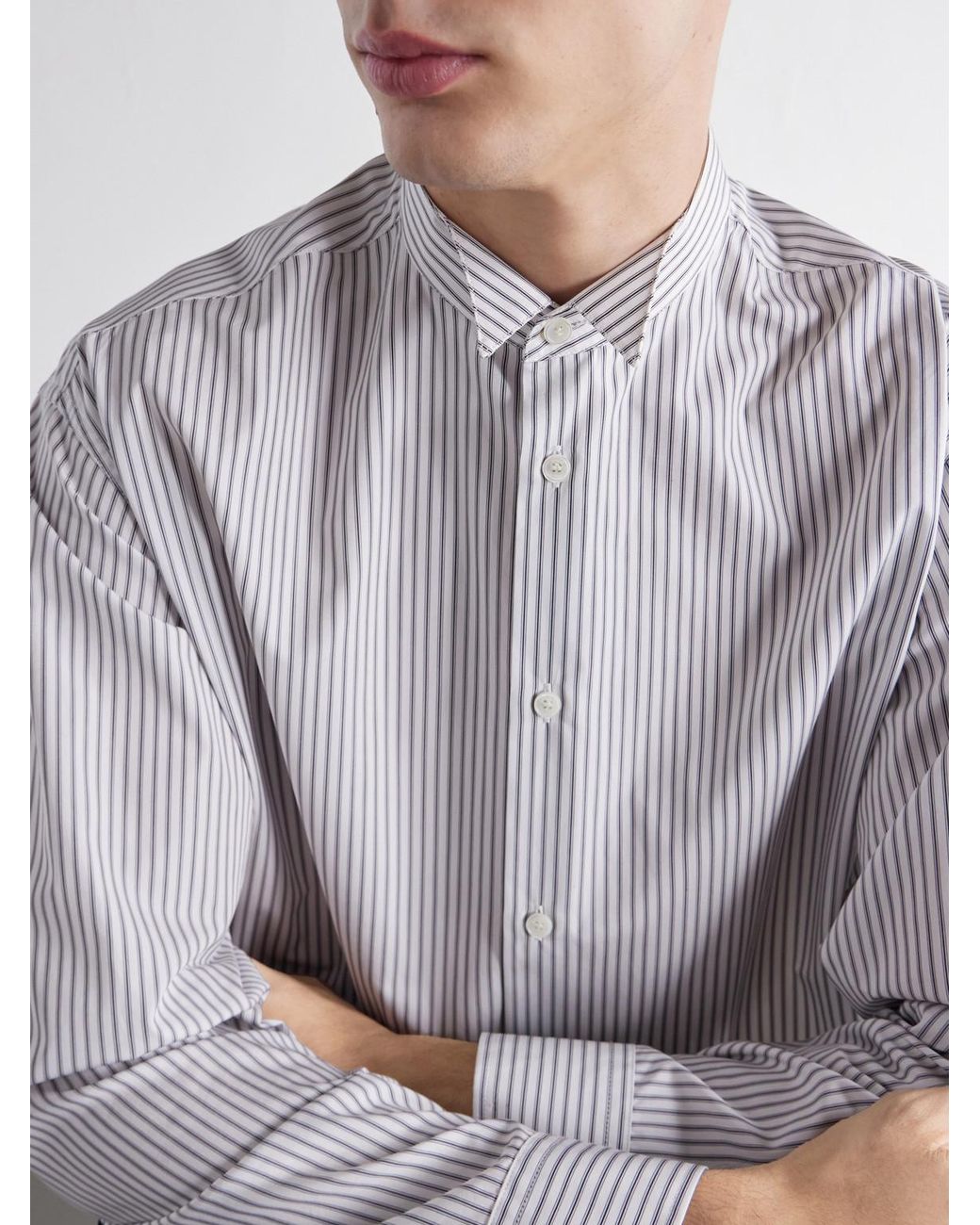 Totême White Striped Cotton-Poplin Shirt for men