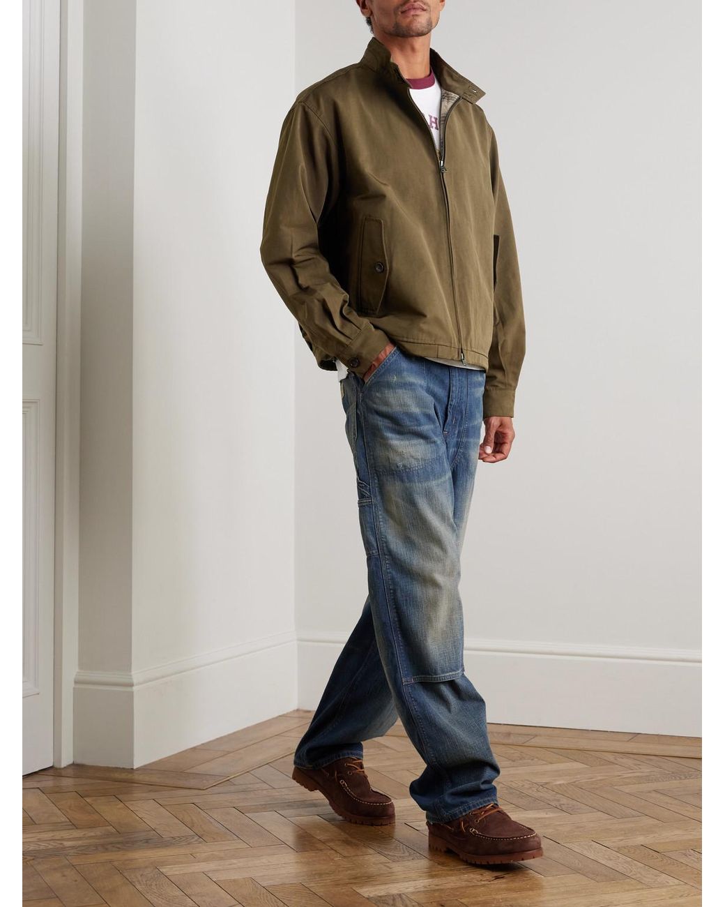 FRIZMWORKS Buddy Cropped Cotton-Blend Twill Harrington Jacket in Green für Herren