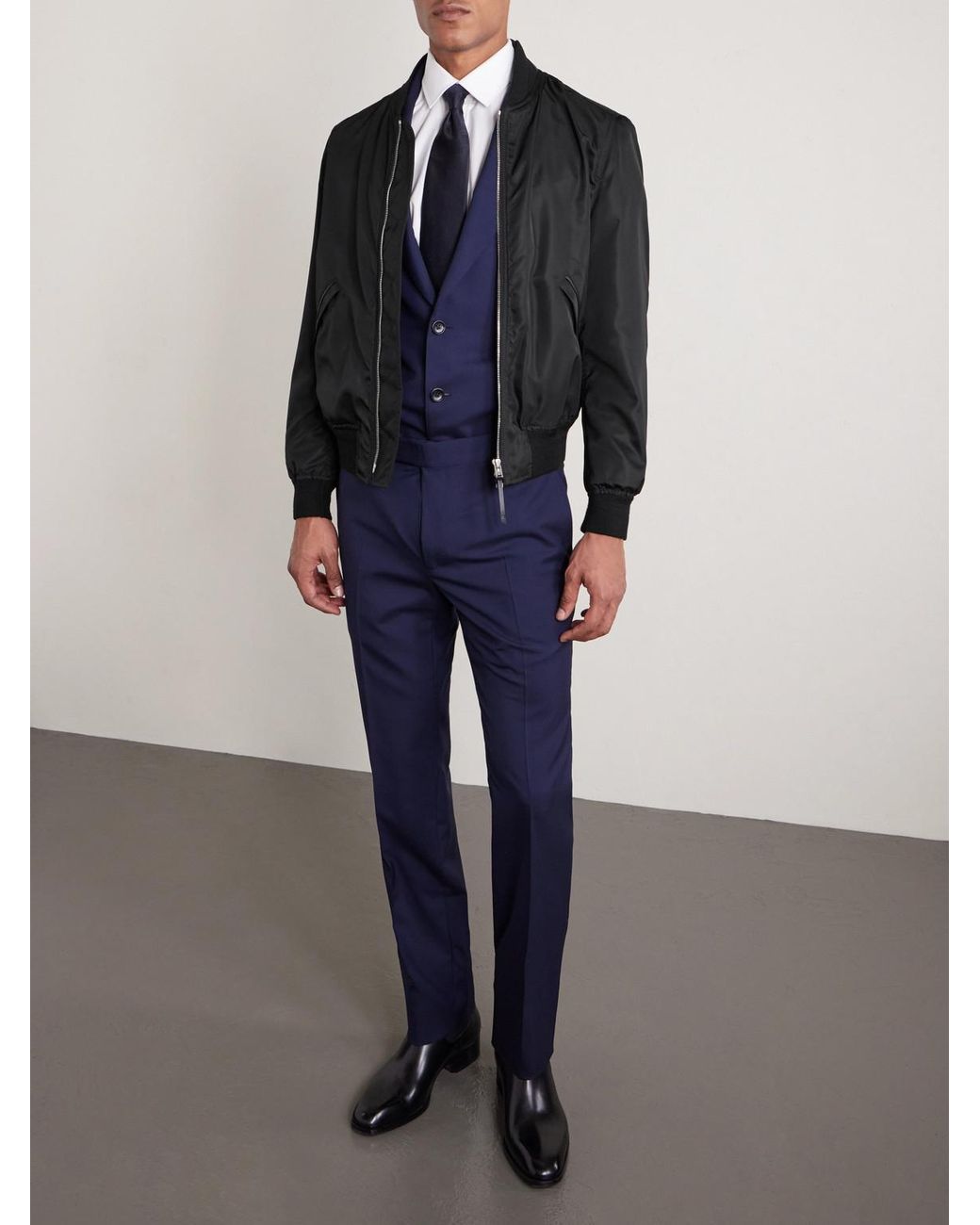 Tom Ford Black Silk Bomber Jacket for men