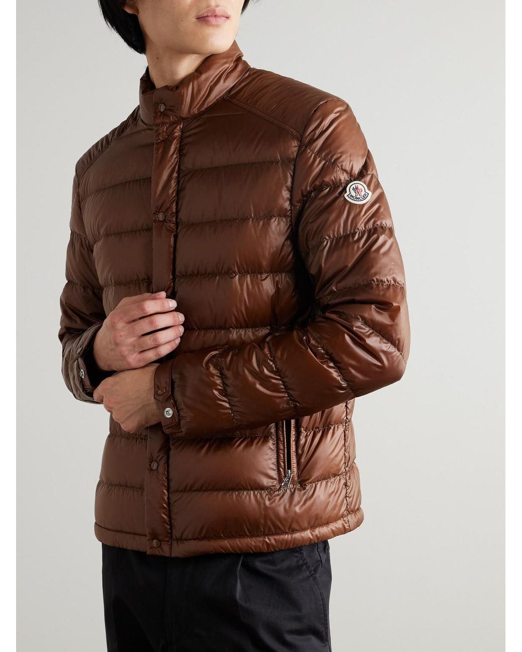 Moncler Brown Selves Quilted Shell Down Jacket for men