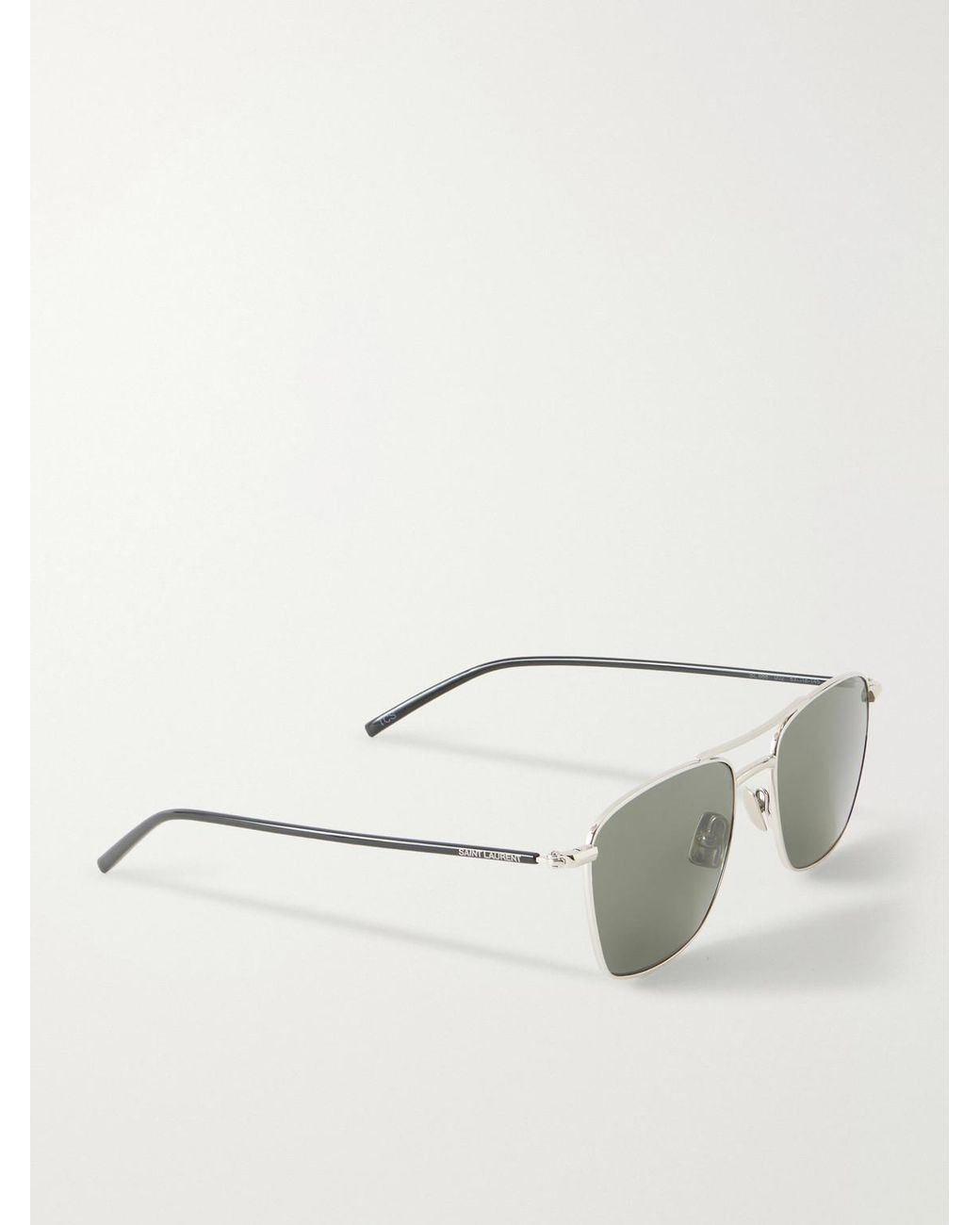 Saint Laurent Metallic Aviator-style Silver-tone Sunglasses for men
