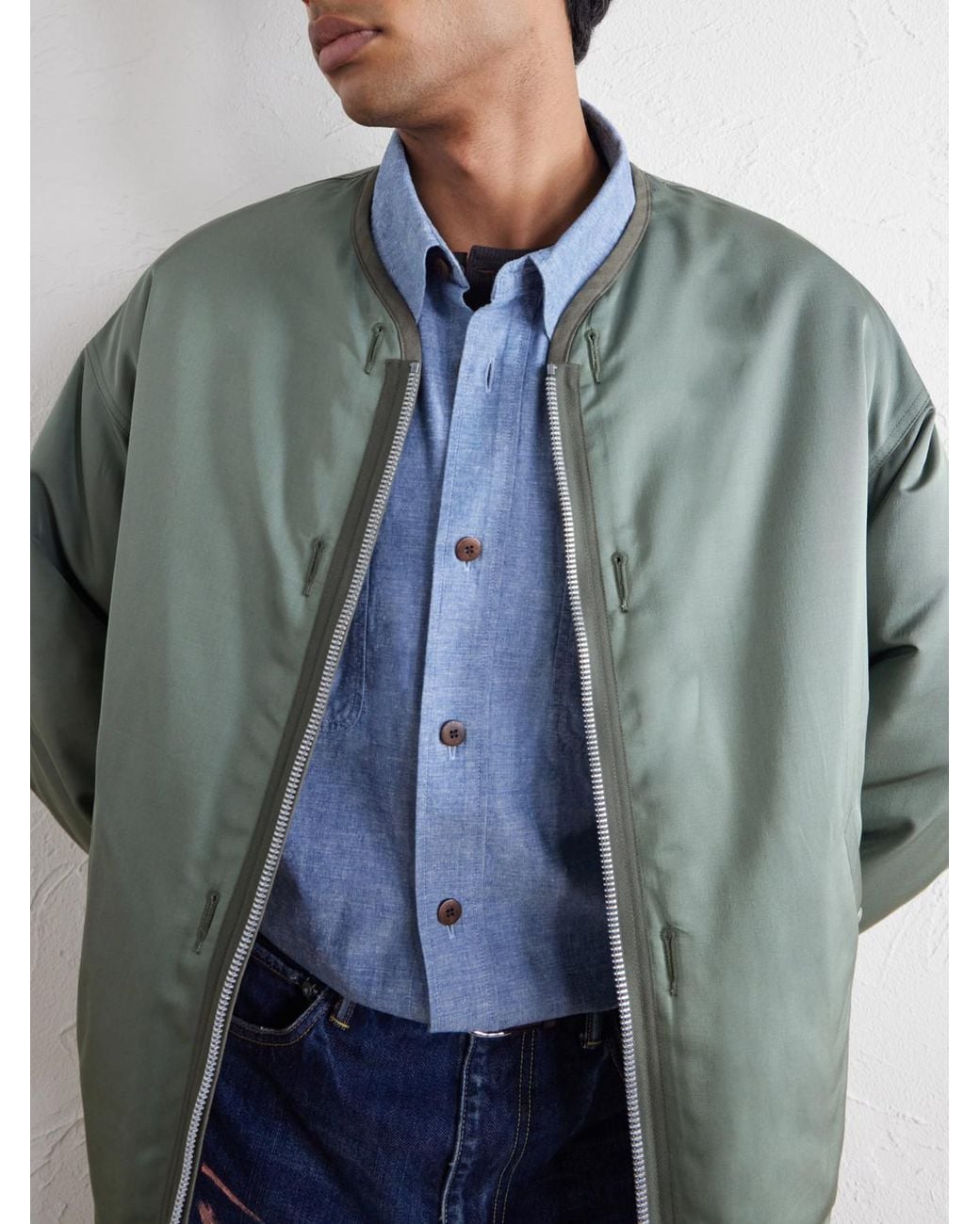 Visvim Green Wool And Silk-Blend Twill Down Liner Jacket for men