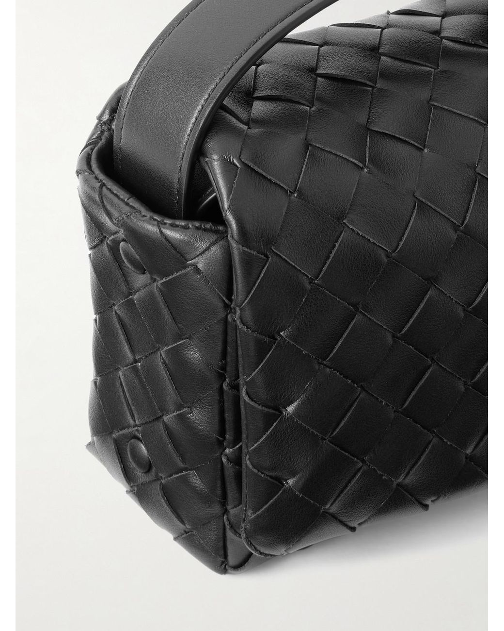 Bottega Veneta Black Intrecciato Leather Messenger Bag for men