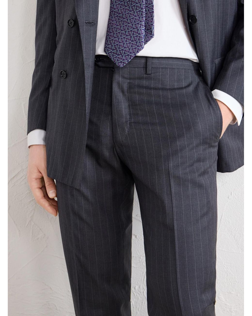 Kiton Blue Straight-Leg Pinstriped Wool Suit Trousers for men