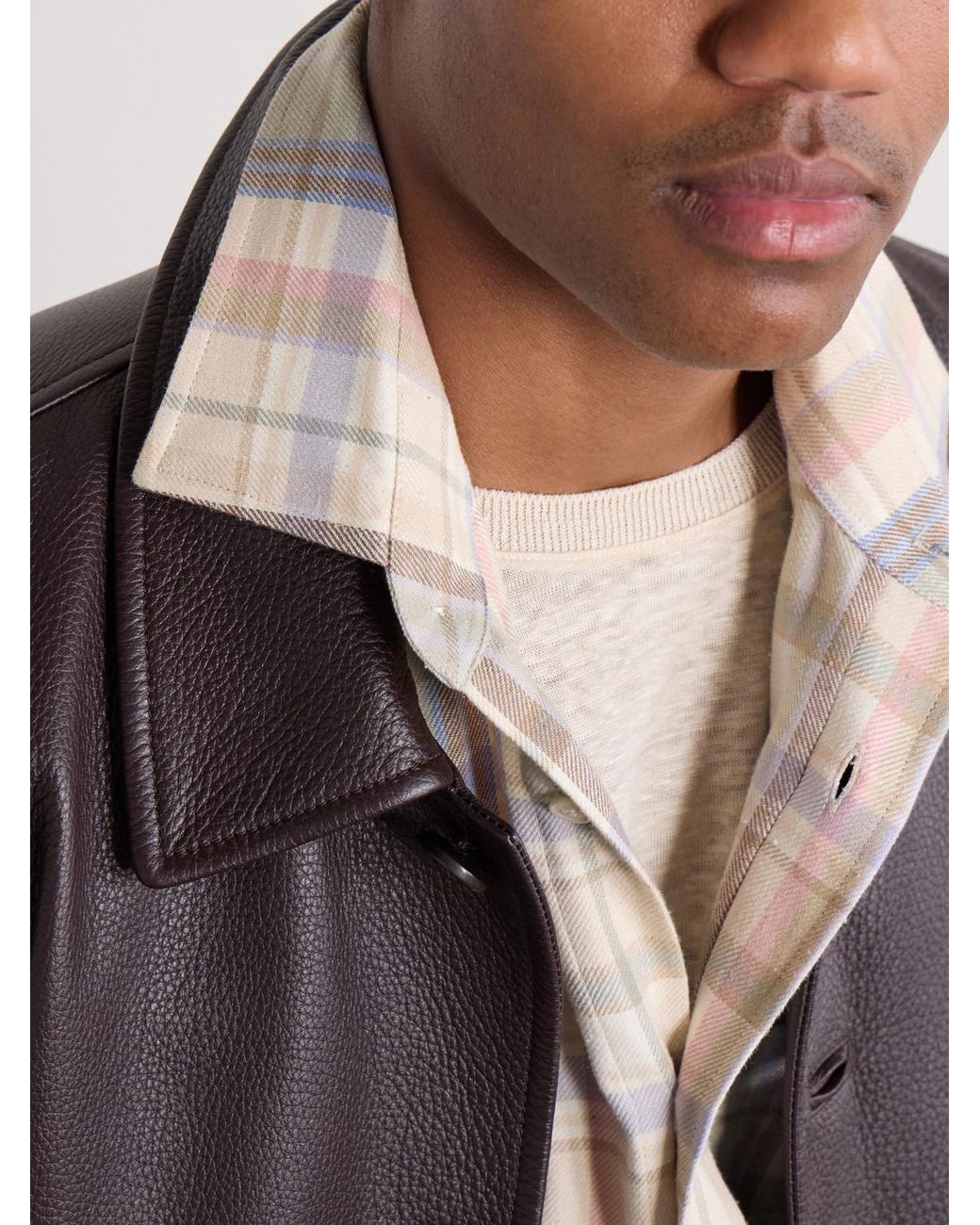 Ralph Lauren White Checked Hemp And Cotton-Blend Twill Shirt for men