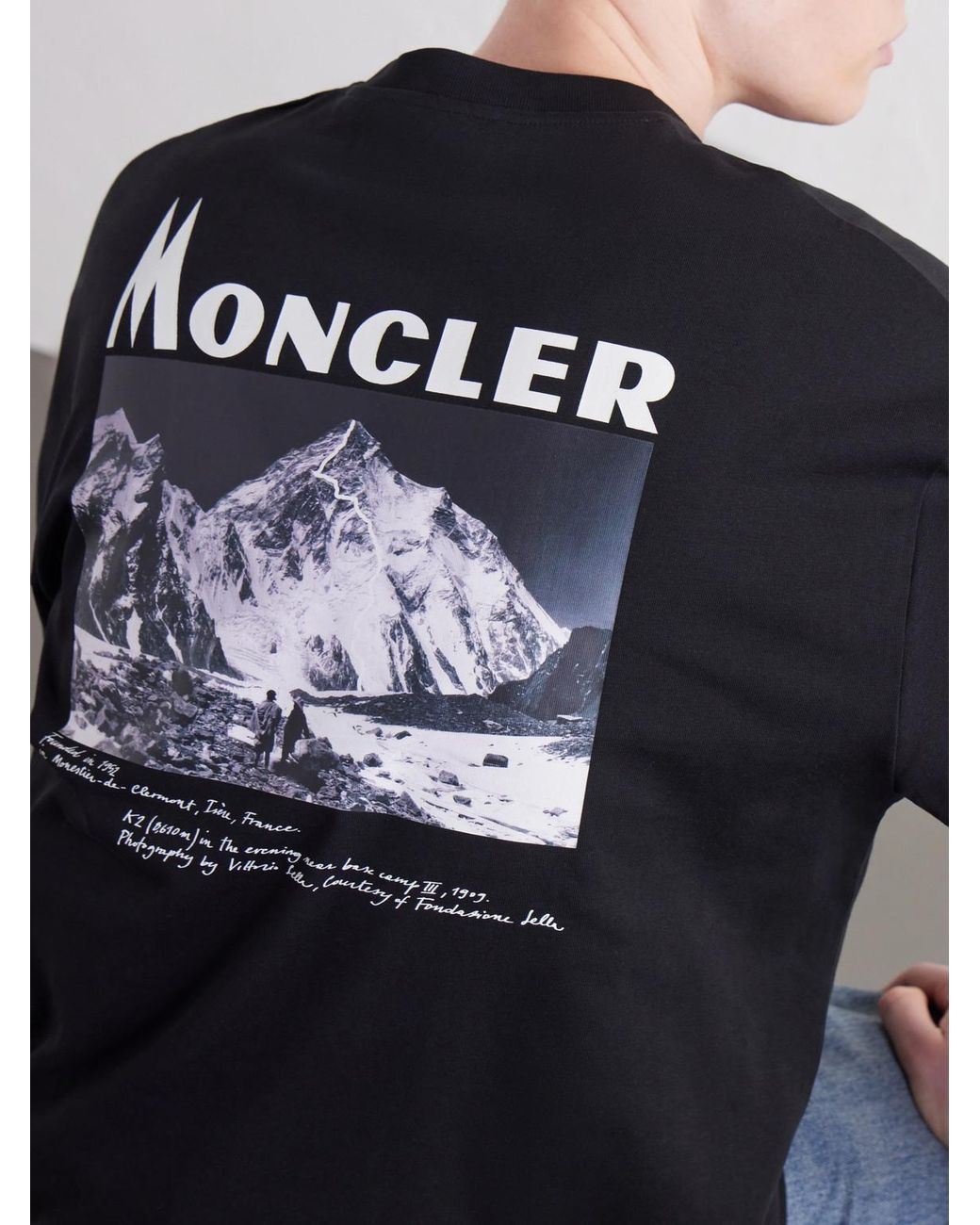 Moncler Black Logo-Detailed Cotton-Jersey T-Shirt for men
