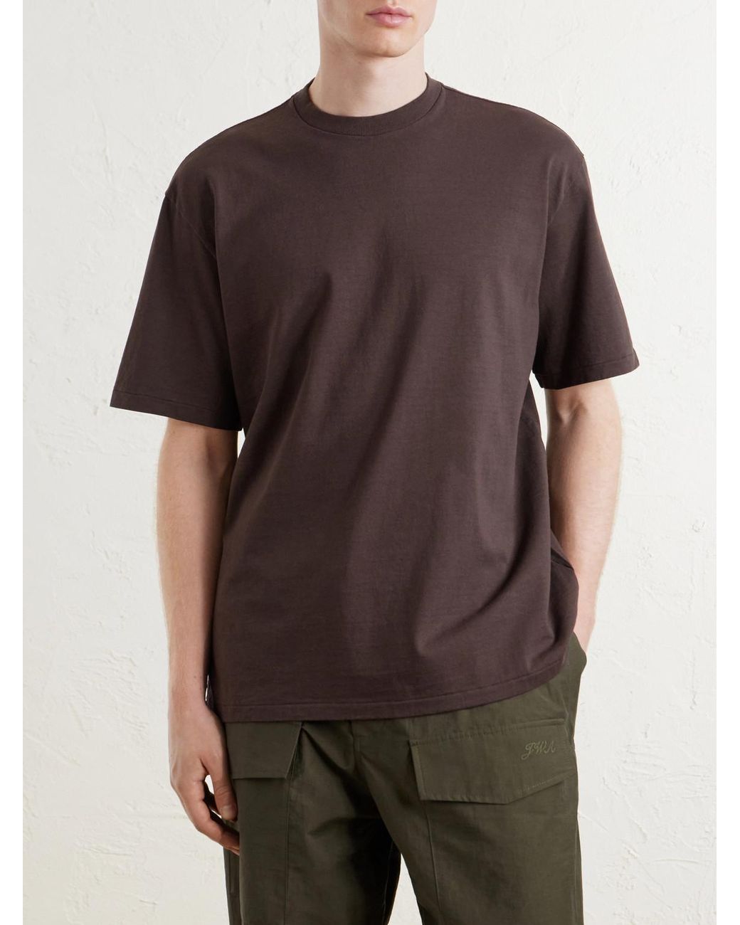 A.PRESSE Brown Heavy Weight Cotton-Jersey T-Shirt for men