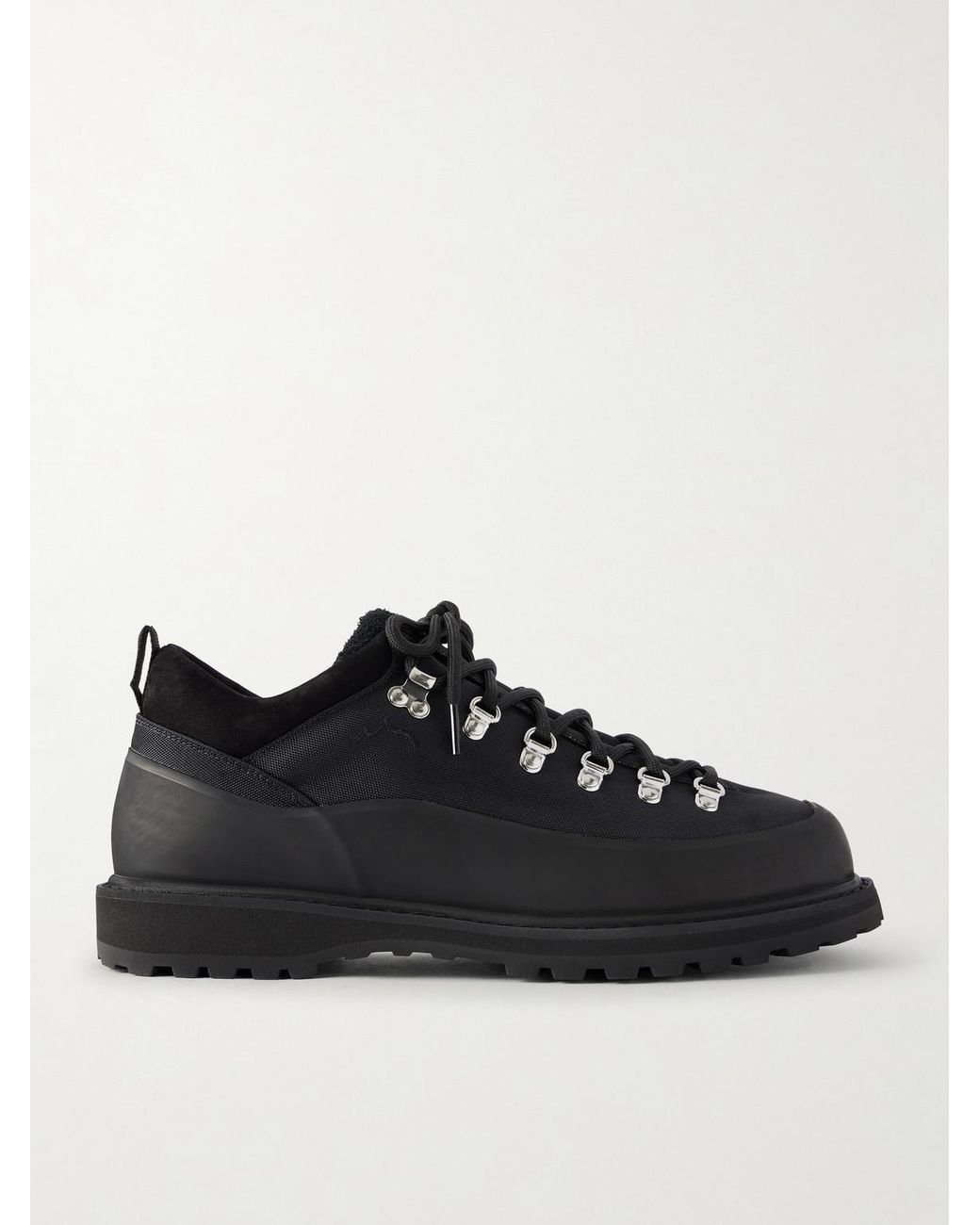 Diemme Black Roccia Basso Rubber And Suede-Trimmed Mesh Hiking Boots for men