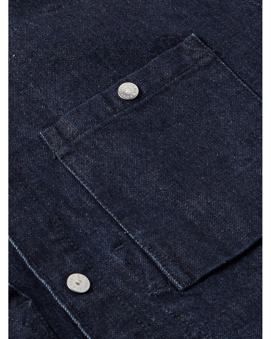 Stone Island Blue Denim Research-Dyed Cotton Shirt for men
