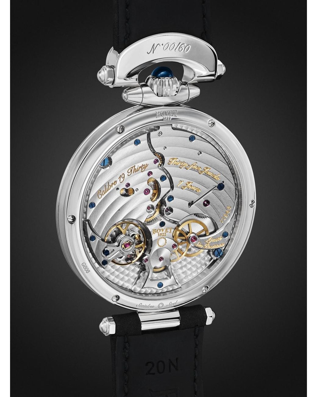 Bovet Black 19thirty Limited Edition Hand-wound Stainless Steel Watch for men