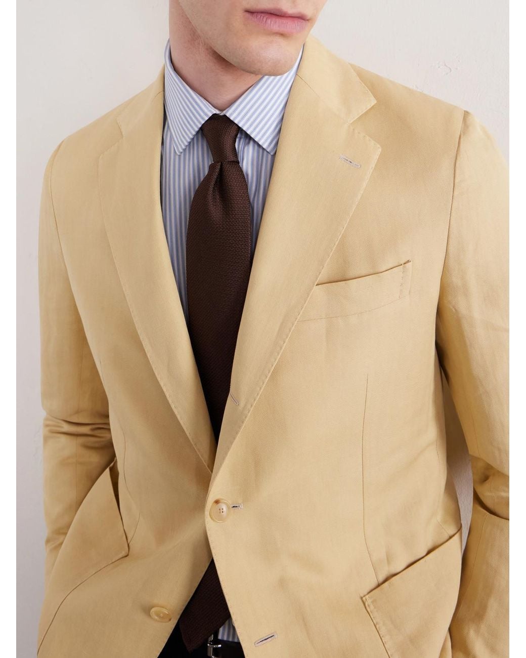 De Petrillo Brown Houndstooth Silk-jacquard Tie for men