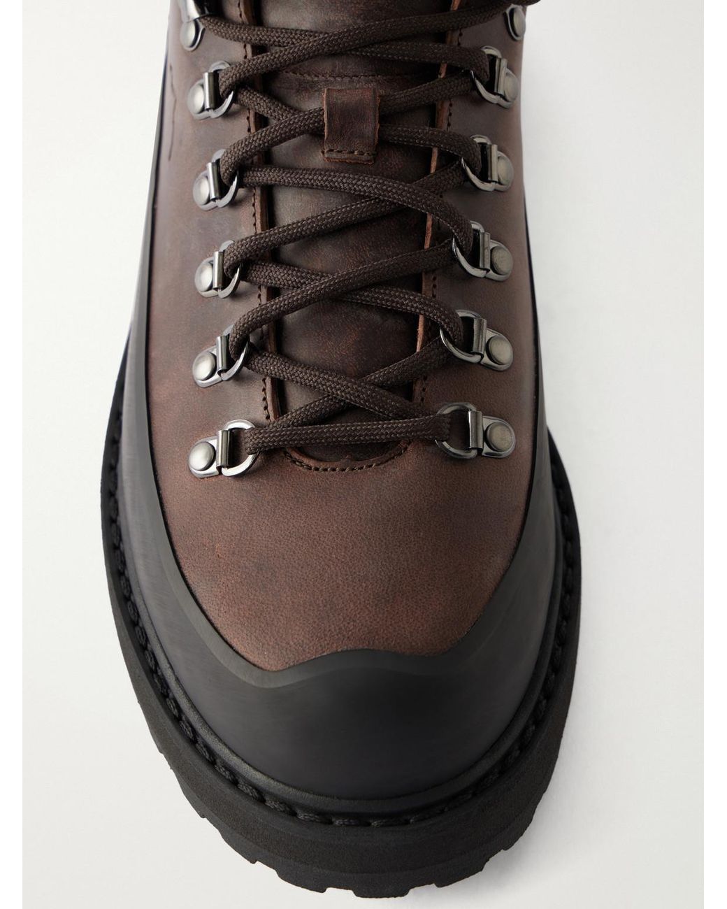 Diemme Black Cornaro Gomma Rubber-Trimmed Waxed-Leather Hiking Boots for men