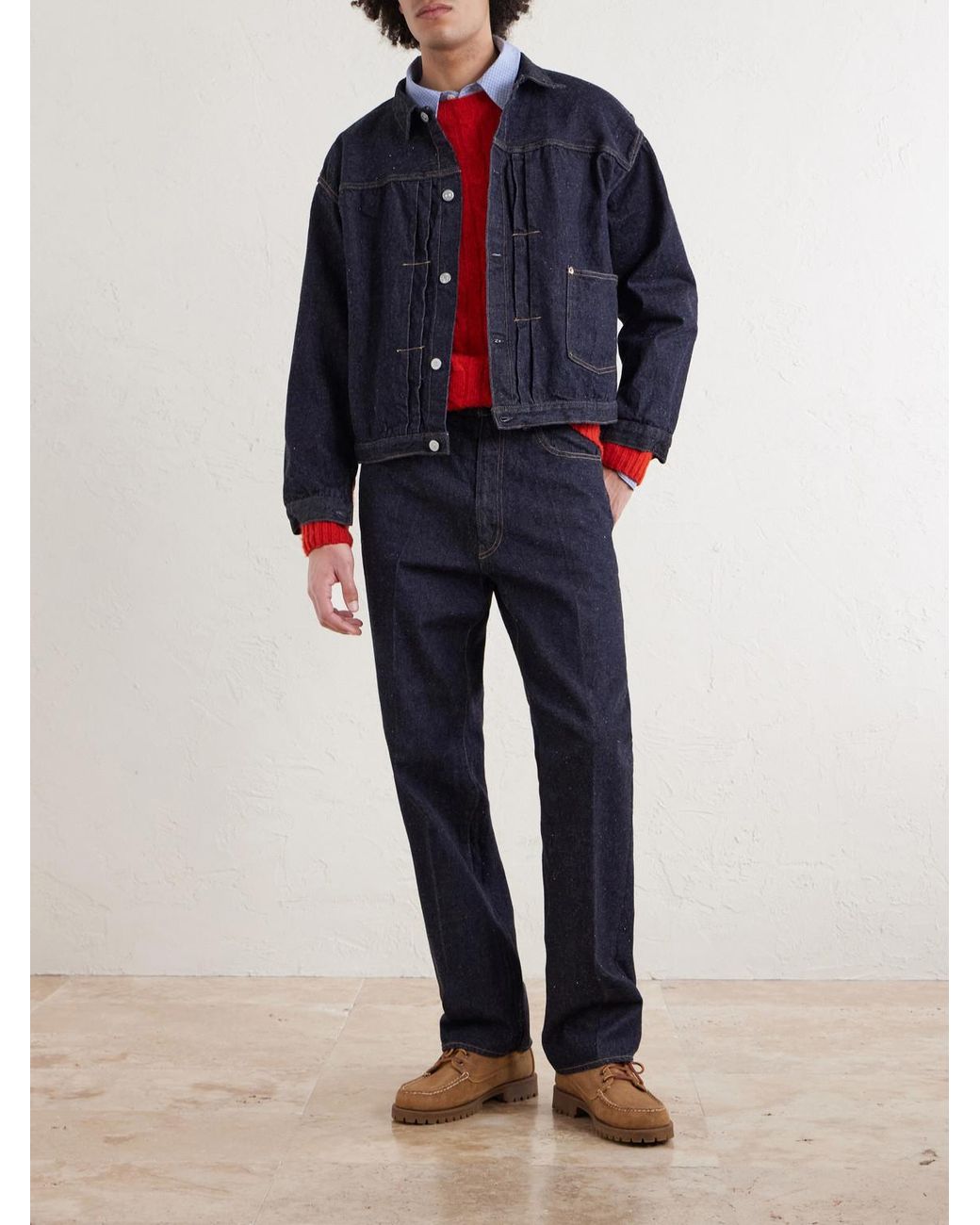 Kaptain Sunshine Blue Skate Straight-Leg Selvedge Jeans for men