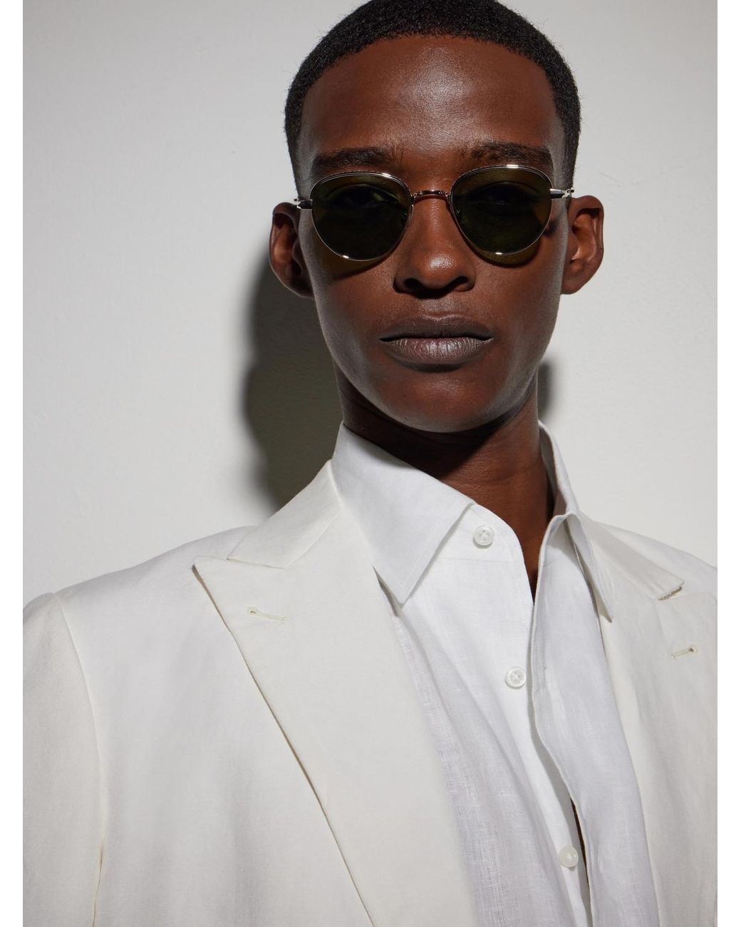 Garrett Leight Green Wells J Round-Frame-Tone Titanium Sunglasses for men