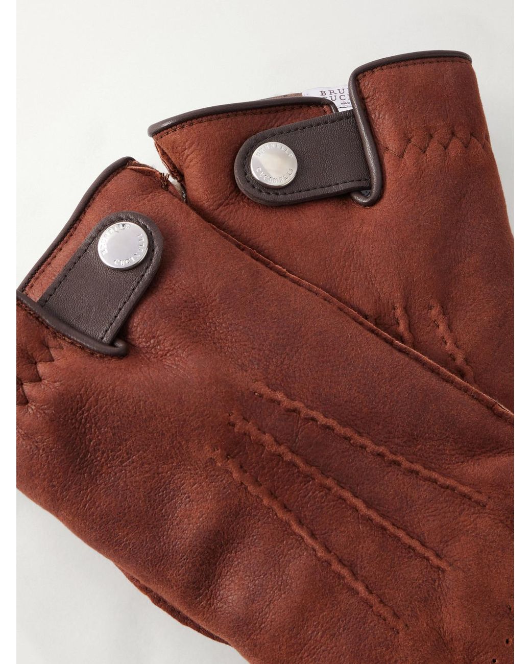 Brunello Cucinelli Brown Suede Gloves for men