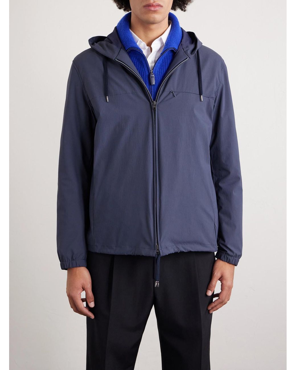 Herno Blue Shell Hooded Jacket for men