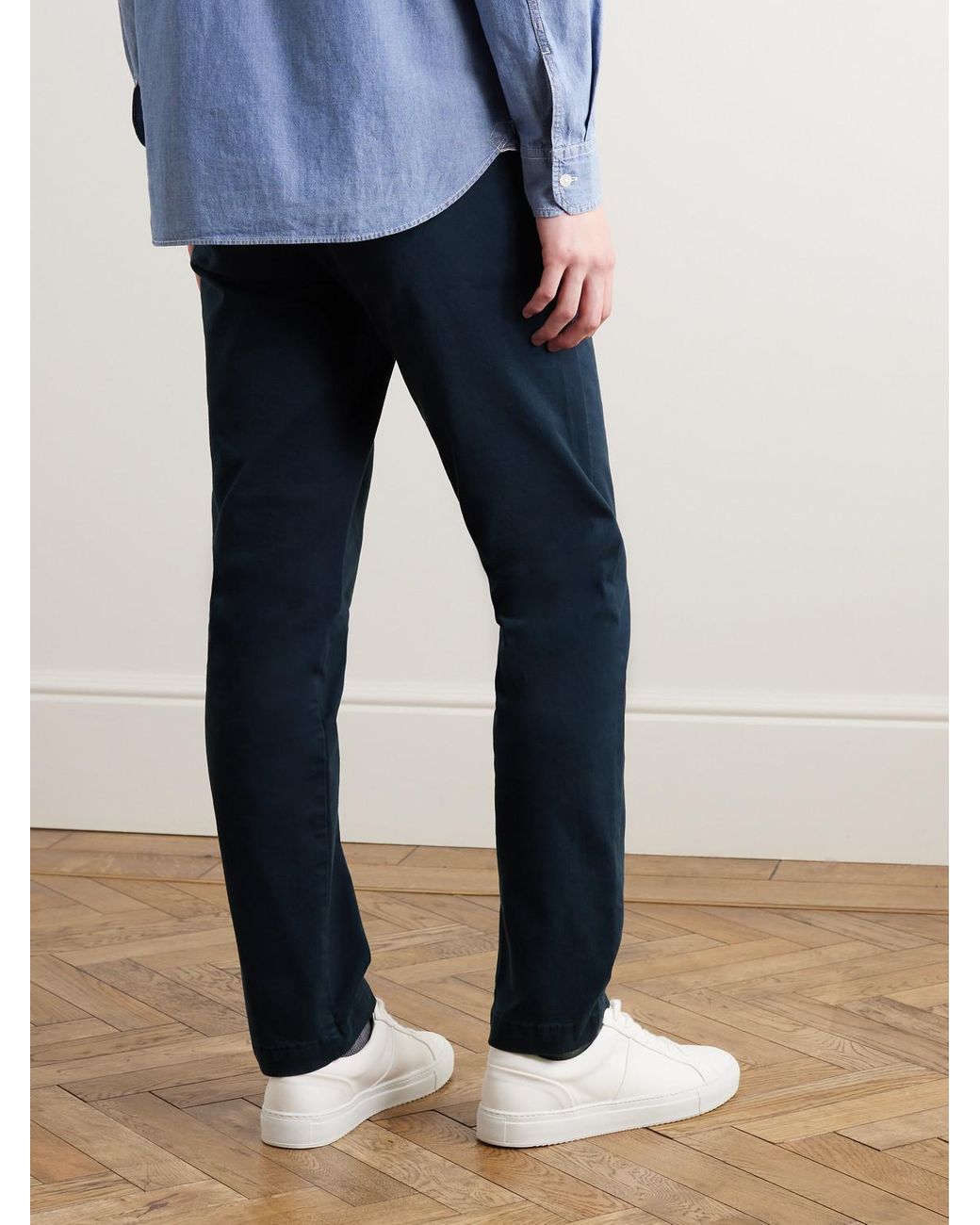 Mr P. Blue Samuel Straight-Leg Cotton-Blend Twill Chinos for men