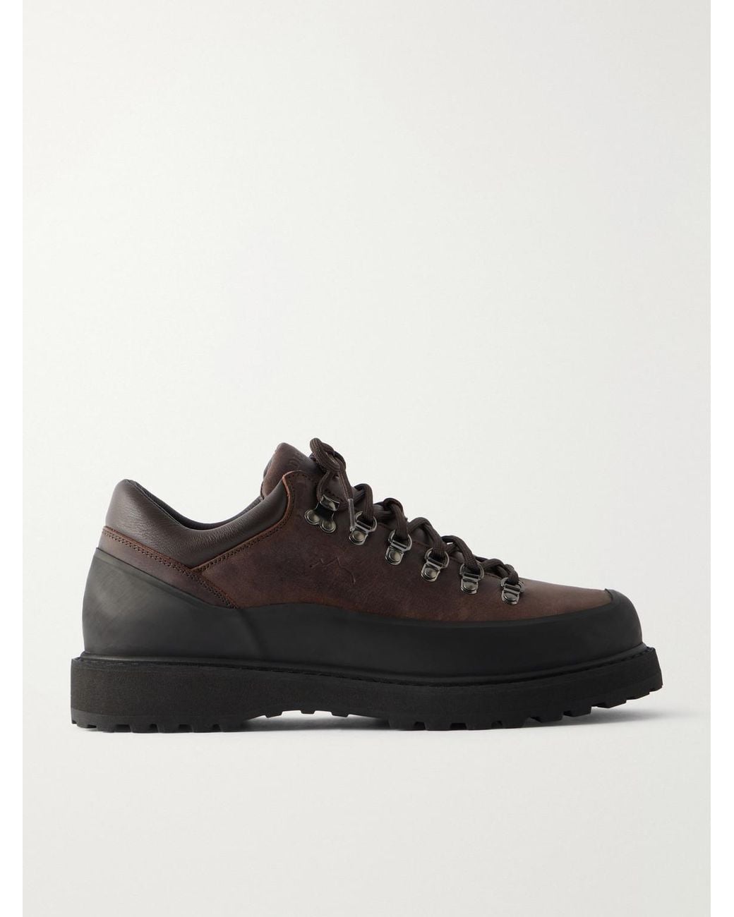Diemme Black Cornaro Gomma Rubber-Trimmed Waxed-Leather Hiking Boots for men