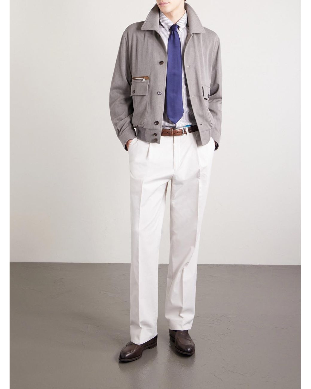 Dunhill White Striped Cotton And Cashmere-Blend Shirt for men