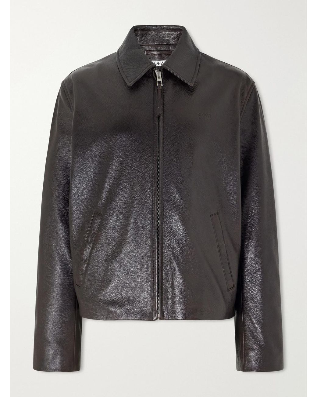 Loewe Black Full-Grained Leather Jacket for men