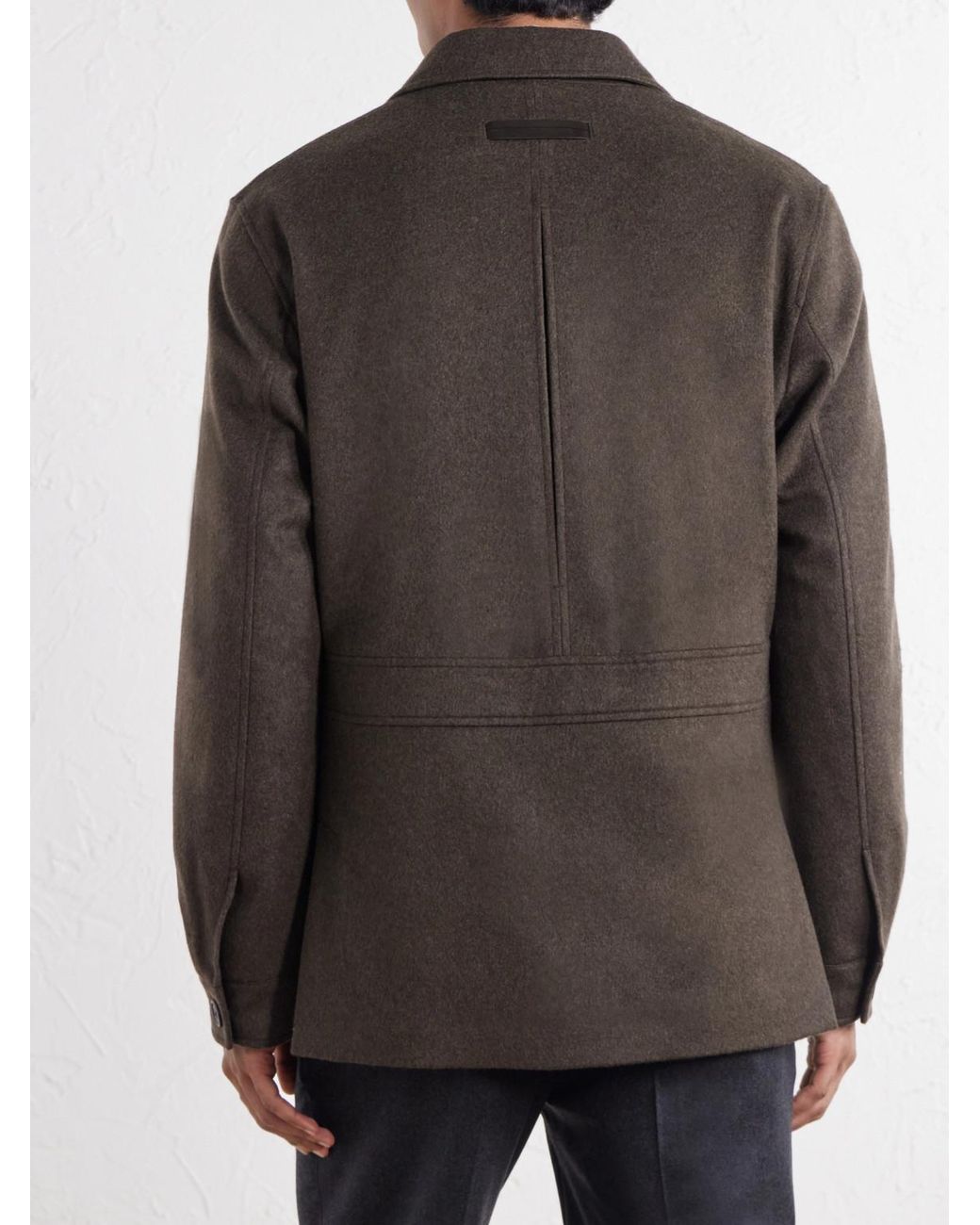 Zegna Brown Oasi Herringbone Cashmere Coat for men